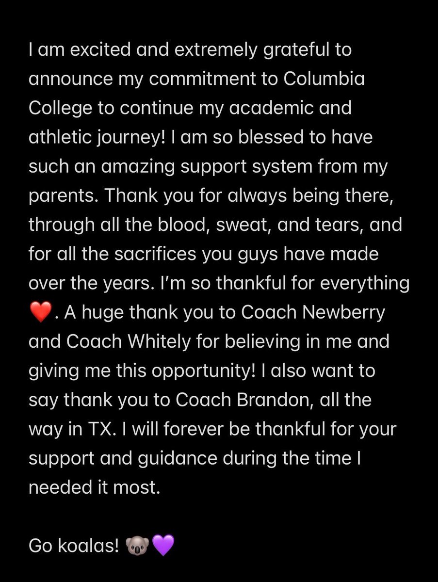 UnityBlackwell's tweet photo. 🚨COMMITMENT ALERT!!🚨 

Please join us in giving a HUGE congratulations to @graciegiron2027 on her commitment to continue her academic and athletic career at Columbia College in South Carolina! 🐨💜 It’s a privilege to have you on the field with us! @UnityCoachJosh @VAUnitySB https://t.co/N6s10IBx5K