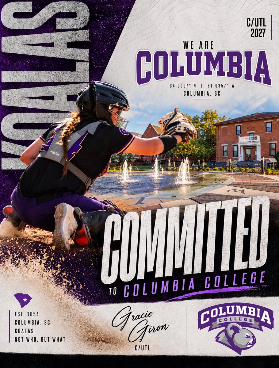 UnityBlackwell's tweet photo. 🚨COMMITMENT ALERT!!🚨 

Please join us in giving a HUGE congratulations to @graciegiron2027 on her commitment to continue her academic and athletic career at Columbia College in South Carolina! 🐨💜 It’s a privilege to have you on the field with us! @UnityCoachJosh @VAUnitySB https://t.co/N6s10IBx5K