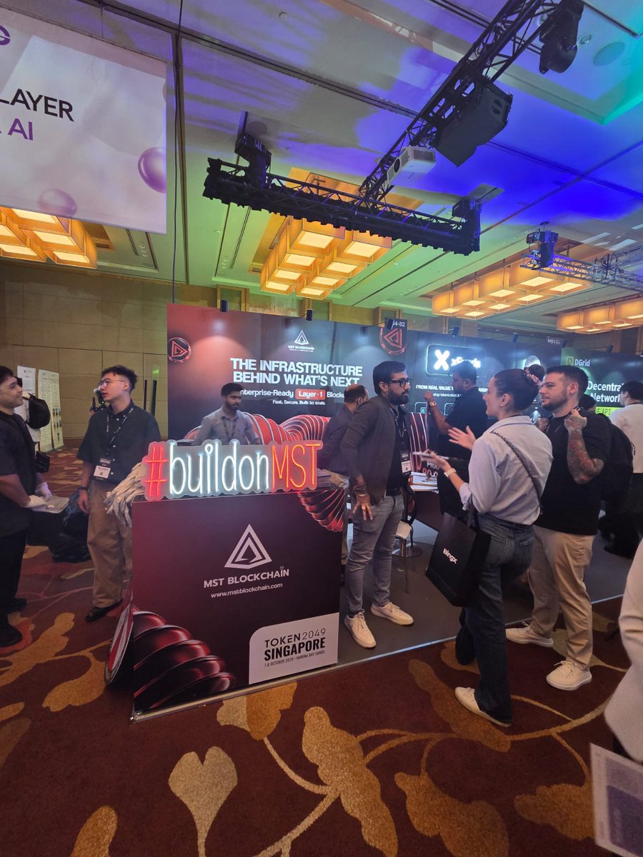 MSTBlockchainHQ's tweet photo. Day 1 at @token2049 Singapore ⚡️🌐
The energy is real. The conversations are bigger. And the future of Web3 is being built right here.

From meaningful conversations and new connections to showcasing MST Blockchain and our vision for enterprise-ready Layer-1 infrastructure, Day 1 was one for the books.
And this is just the beginning. 🚀

📍 TOKEN2049 Singapore
#TOKEN2049 #TOKEN2049Singapore #MSTBlockchain #Web3 #Blockchain #Layer1 #BuildOnMST #Singapore