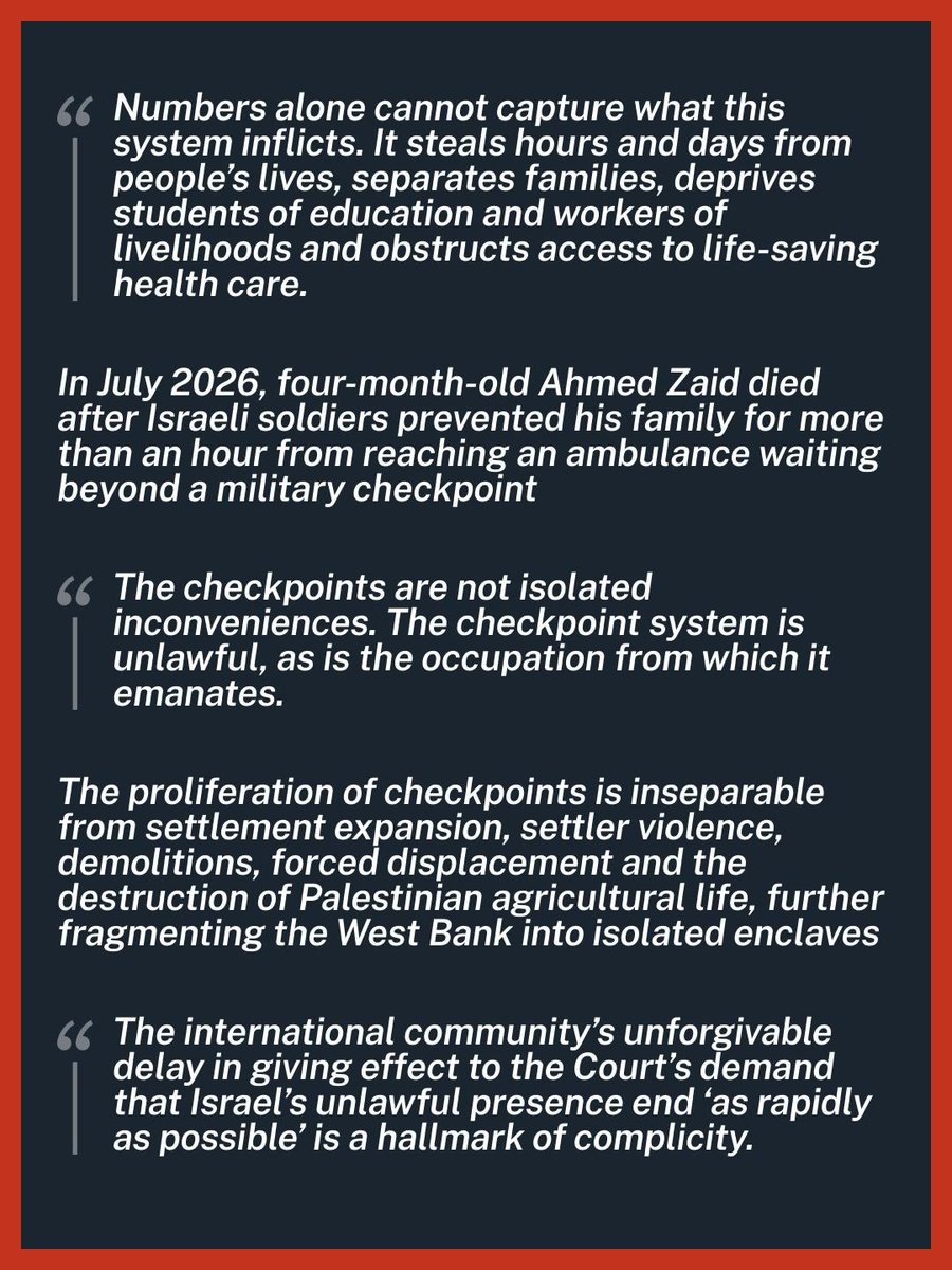 FranceskAlbs's tweet photo. Israel’s expanding network of checkpoints is UNLAWFUL and must be dismantled immediately.

Part of the carceral geography of apartheid, it makes Palestiniams' daily life fully dependent on arbitrariness.

Thank you @WIRED for exposing this viciousness: https://t.co/b9kHQ4YHHe https://t.co/VuuaLM2IFg