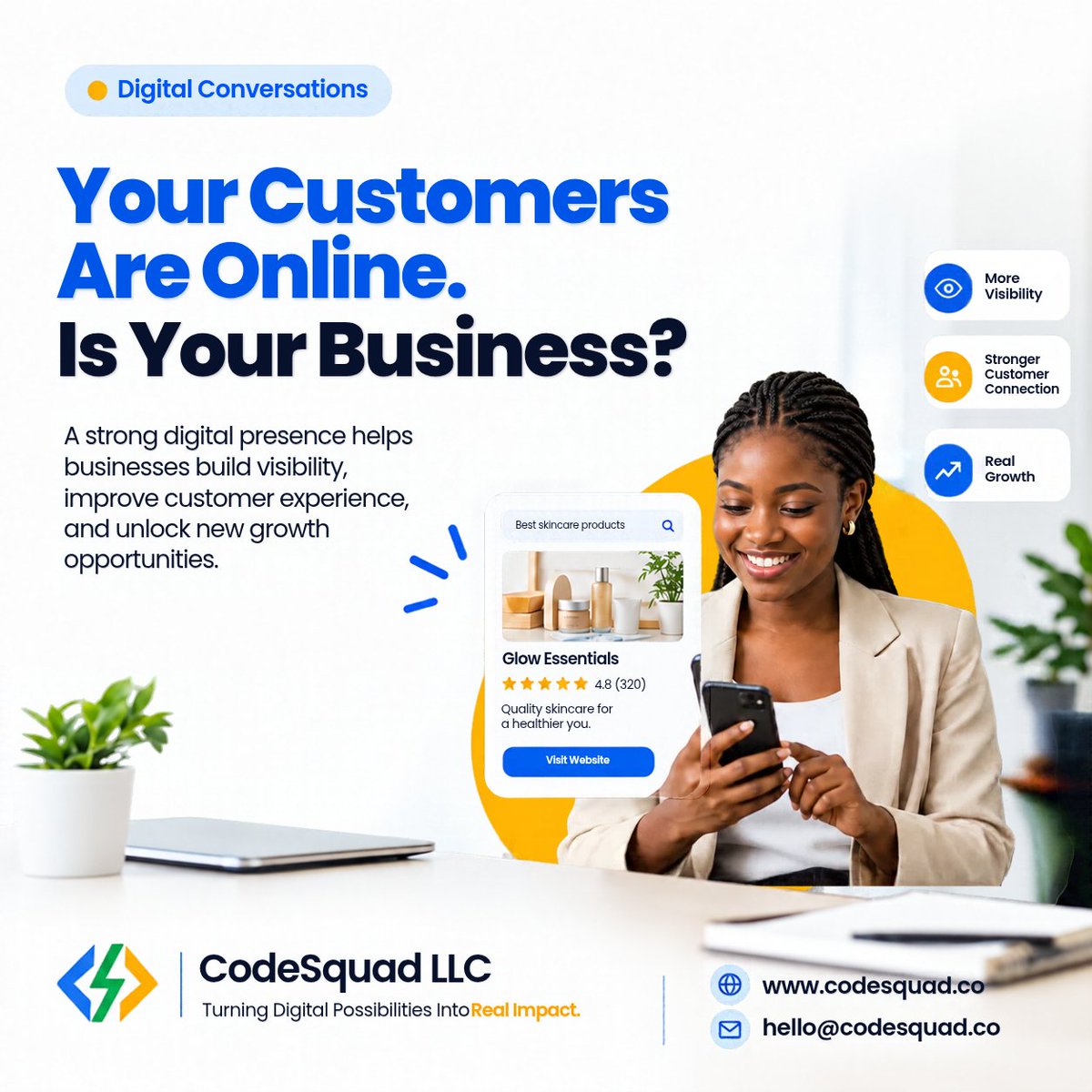 codesquadcomm's tweet photo. @JOBCORNER247 Your customers are searching for you.

Can they quickly find your information, understand your services, and contact you?

Every click is an opportunity.

Get started with the right digital solution today

 Visit: https://t.co/A6RhS7BxVc https://t.co/7bgyGiVvaZ