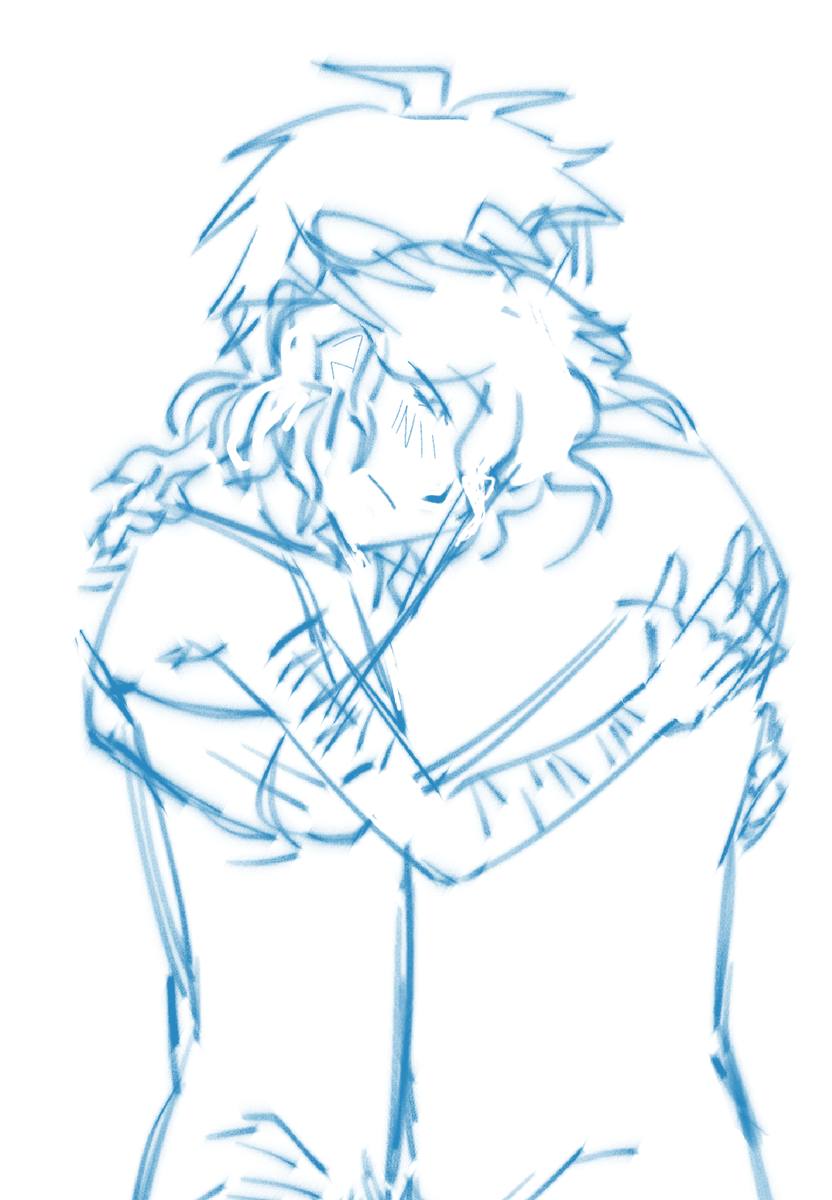 greeen2me's tweet photo. been a rough week for me . heres a very messy komahina sketch . the happy smiler https://t.co/olyMUEg2eS