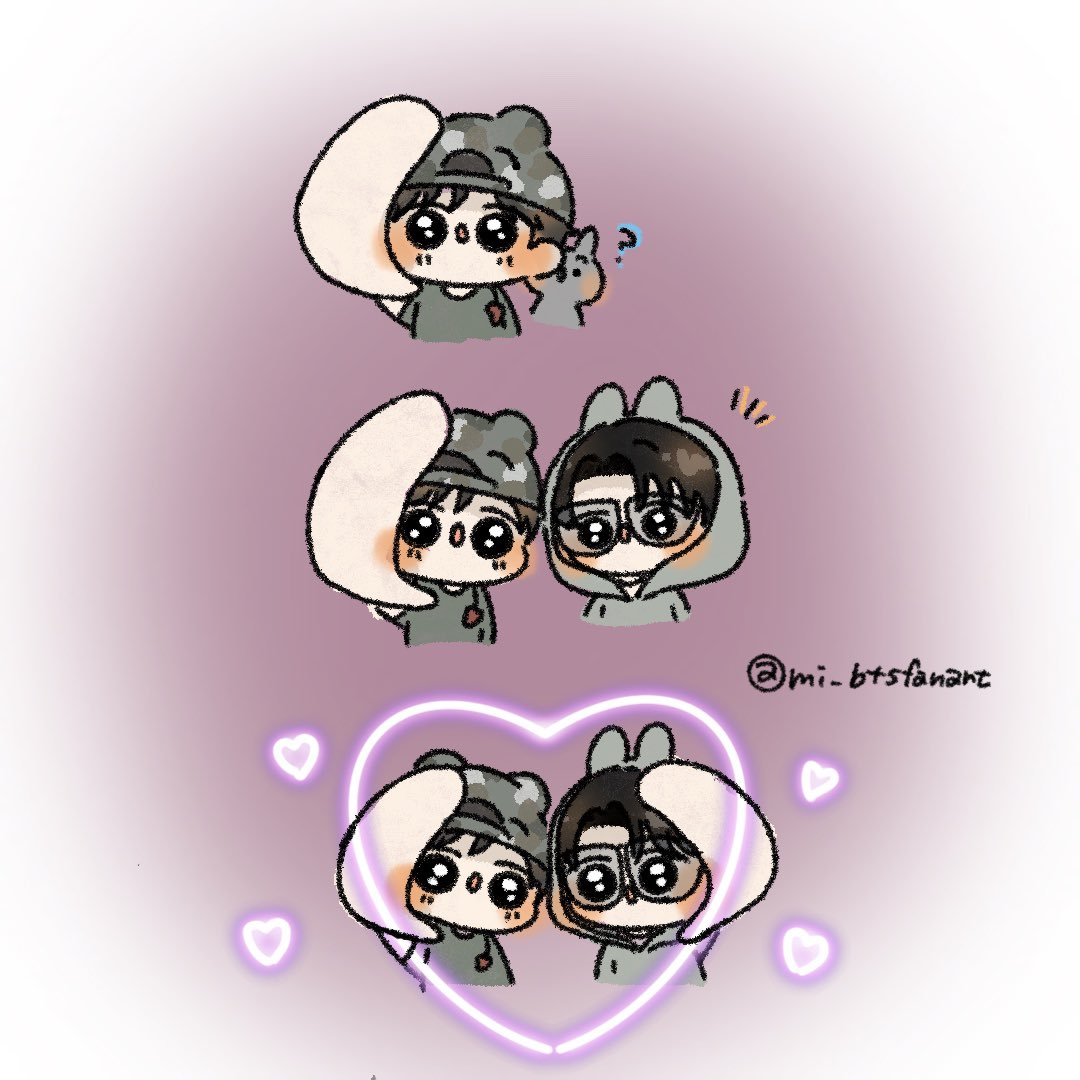 mi_btsfanart's tweet photo. 🐻🐰💜💜

（手を描くのに苦戦しました､､､🥲） https://t.co/gAeS5ko9az