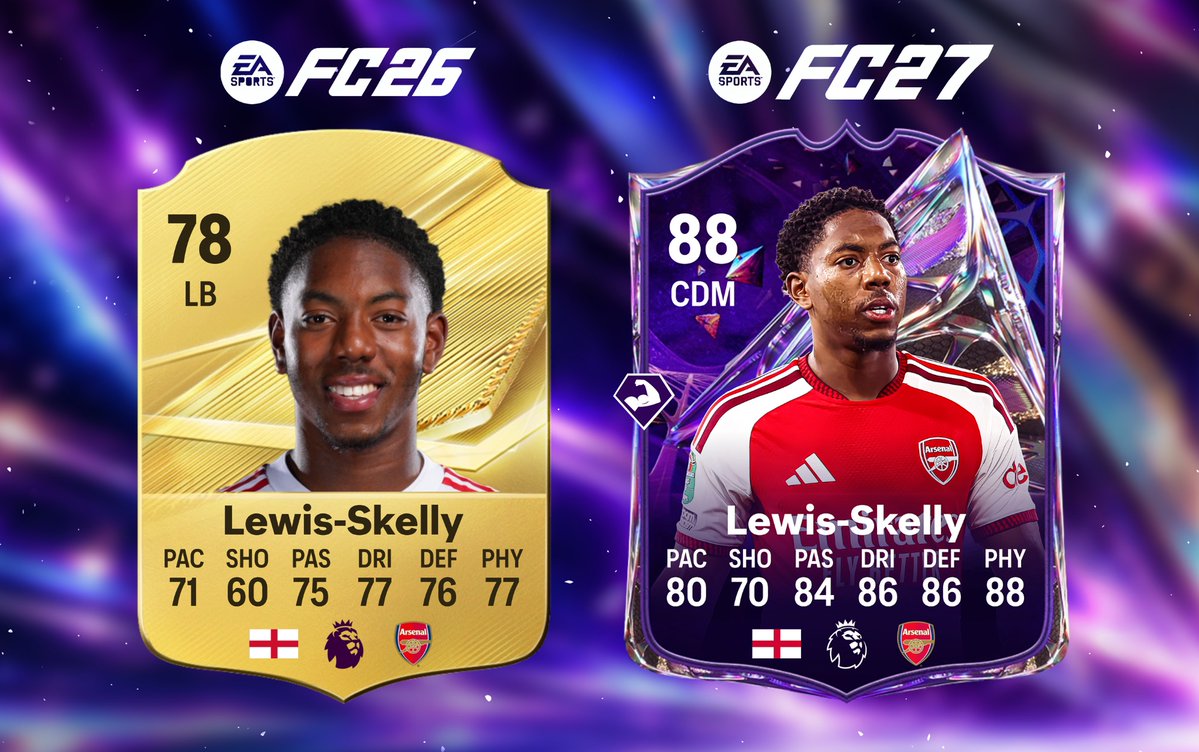 FC27News_'s tweet photo. 🚨 Official Lewis-Skelly 🏴󠁧󠁢󠁥󠁮󠁧󠁿 Upgrade 🔥

• ✅ 78 > 88
• ✅ Bruiser+
• ✅ CDM Position

Coming on Friday 🥶 https://t.co/QxZrHtuBcV