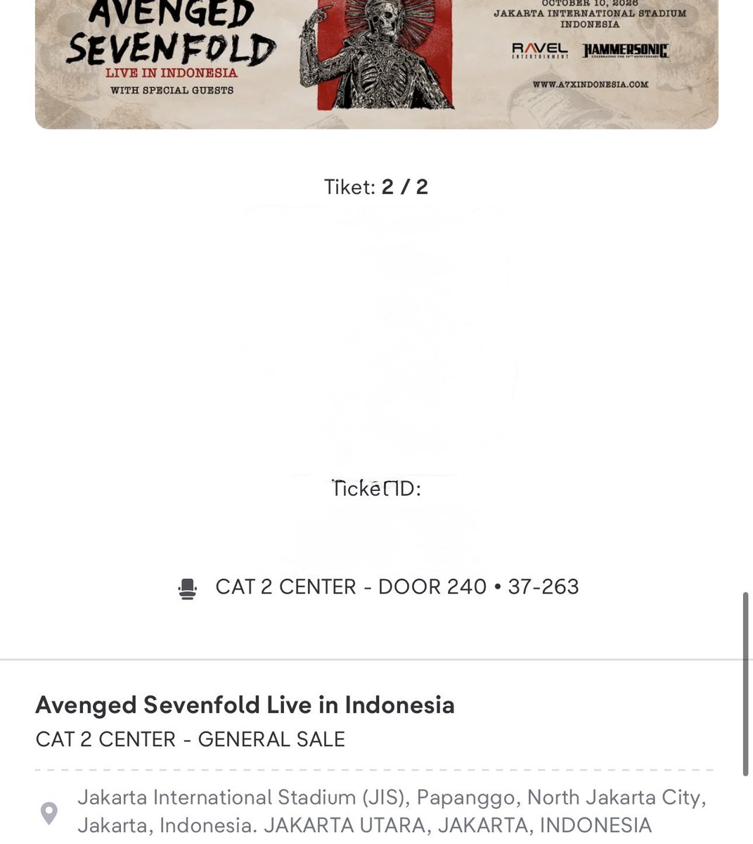 risma_0730's tweet photo. WTS ‼️‼️‼️
TIKET A7X JAKARTA
CAT 2 CANTER 2 TIX
DERET
- DOOR 240 • 37-263
- DOOR 240 • 37-262
POSISINYA PAS BANGET YAA CANTER NYA NGE CANTER HABIS NO PENGHALANG PENGHALANG 
YANG MINAT BOLEH DM NYAAA
JUAL MURAH
UNDER WEB
#a7x #wts #avengedsevenfold #dijual https://t.co/FkXSsBeRMh
