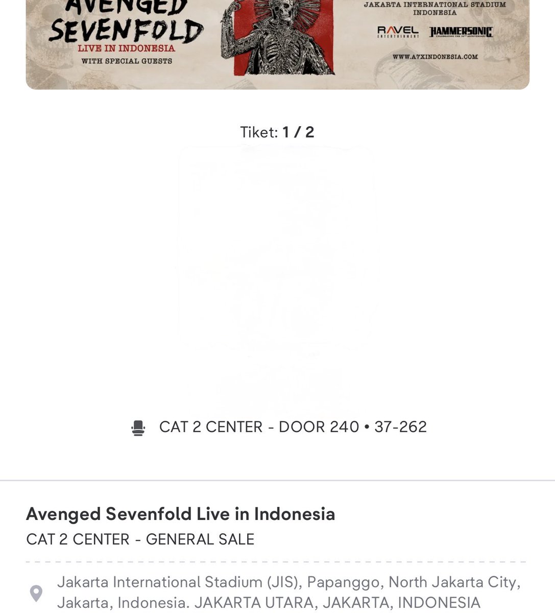 risma_0730's tweet photo. WTS ‼️‼️‼️
TIKET A7X JAKARTA
CAT 2 CANTER 2 TIX
DERET
- DOOR 240 • 37-263
- DOOR 240 • 37-262
POSISINYA PAS BANGET YAA CANTER NYA NGE CANTER HABIS NO PENGHALANG PENGHALANG 
YANG MINAT BOLEH DM NYAAA
JUAL MURAH
UNDER WEB
#a7x #wts #avengedsevenfold #dijual https://t.co/FkXSsBeRMh