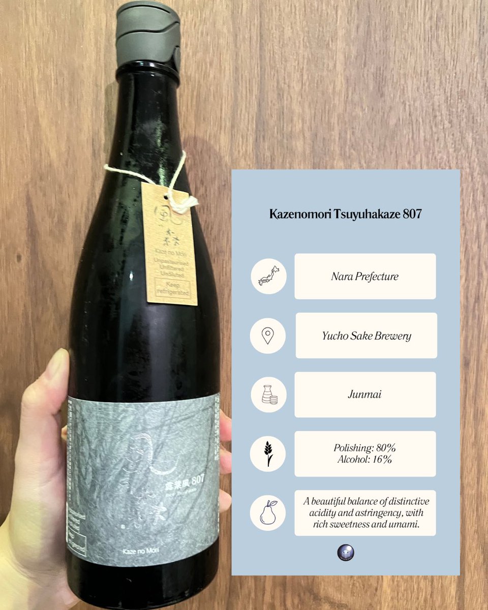 anna_p1nko's tweet photo. 【Kazenomori Tsuyuhakaze 807】

A beautiful balance of distinctive acidity and astringency, with rich sweetness and umami 💭

Cheers! 🍶 https://t.co/exBgfTdErr