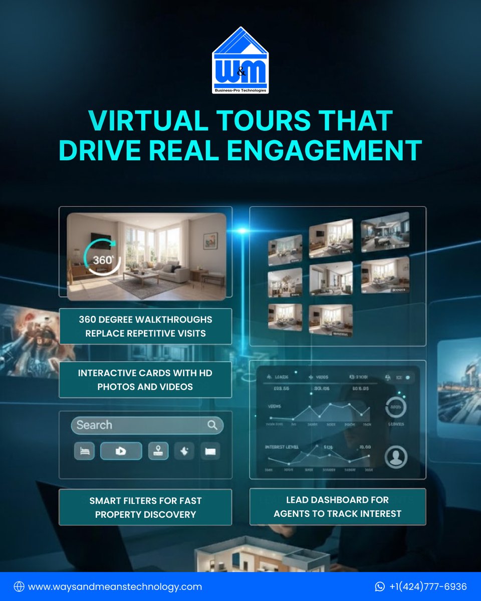 WMTechnology's tweet photo. Virtual tours mean higher engagement and fewer site visits.

At @WMTechnology , we build digital-first real estate experiences designed to help buyers explore properties more efficiently.

#VirtualTours #PropTech #RealEstateApps #WMTechnology https://t.co/WPTm32xS6K