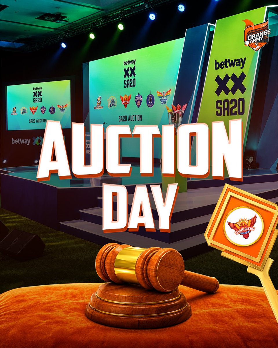 Secfansofficial's tweet photo. The countdown is OVER! ⏳🔥 It’s Auction Day for SA20 Season 5! Let the bidding wars begin. 🔨 @SA20_League
#WelcomeToIncredible https://t.co/nqxRW7B6Cd