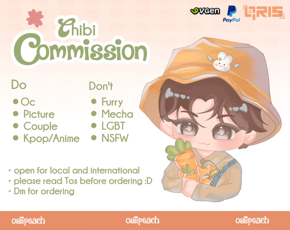 osiipeachh's tweet photo. ♡ commissions open ♡

[RT &amp; likes are very appreciated♡]

Hii~~l i'm open chibi commissions! 
for local and international 

♡ VGen: https://t.co/GMWu8GycCQ

📩 If you're interested, please don't hesitate to DM me! 
tos 👇

#commissionnopen #VgenCommㅤ #artmoots https://t.co/G3znQTEVRg