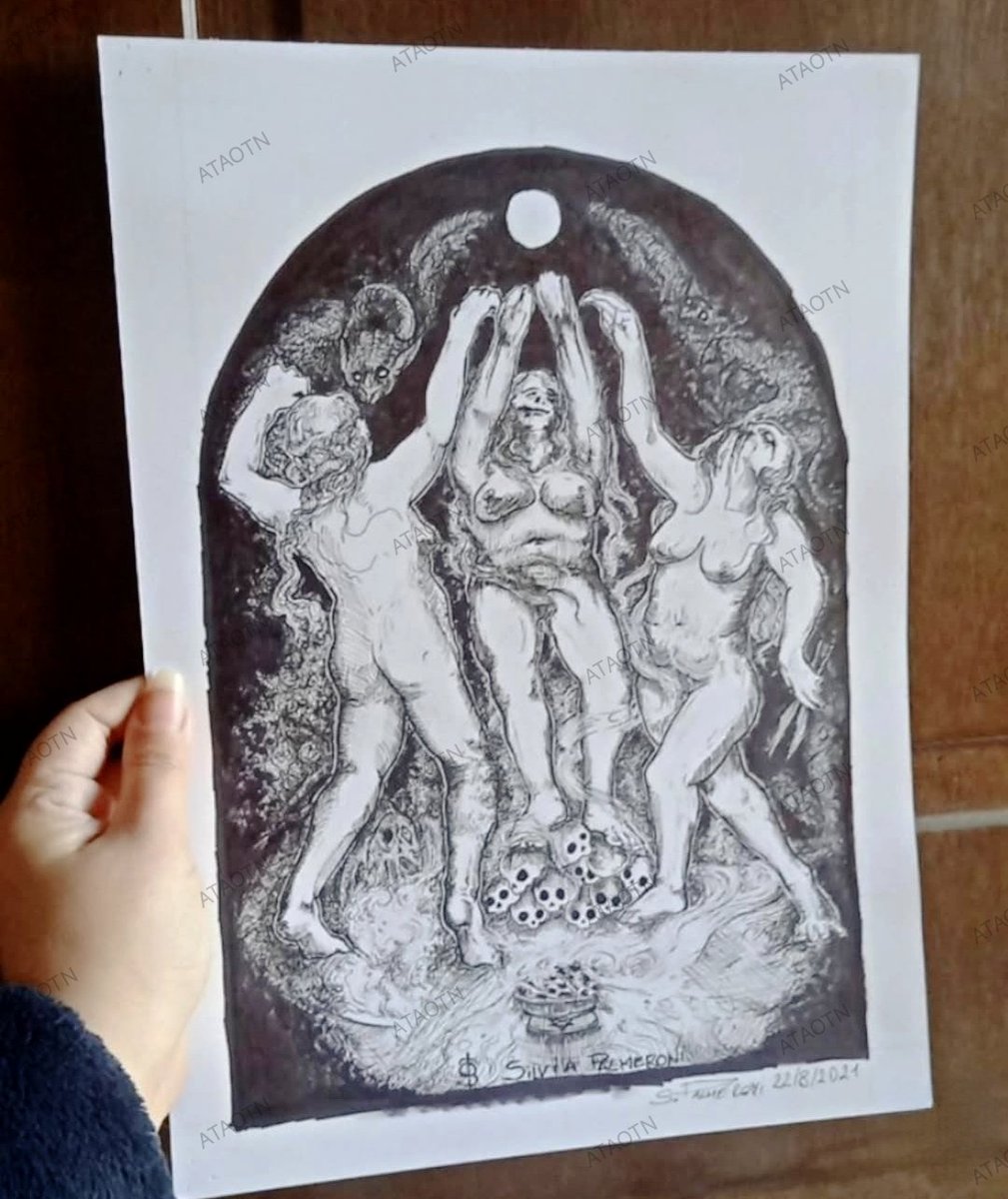 ATAOFTN's tweet photo. *ART BY A THOUSAND ASPECTS OF THE NIGHT
(FOR SALE) 

Title: Dancing Possessed Witches 
22/08/2021 
ink on paper 

#darkart #dark #darkness #spooky #horrorart #horror #inktober #witch #illustration #macabre #macabreart #artwork https://t.co/pcrQv2KNJZ