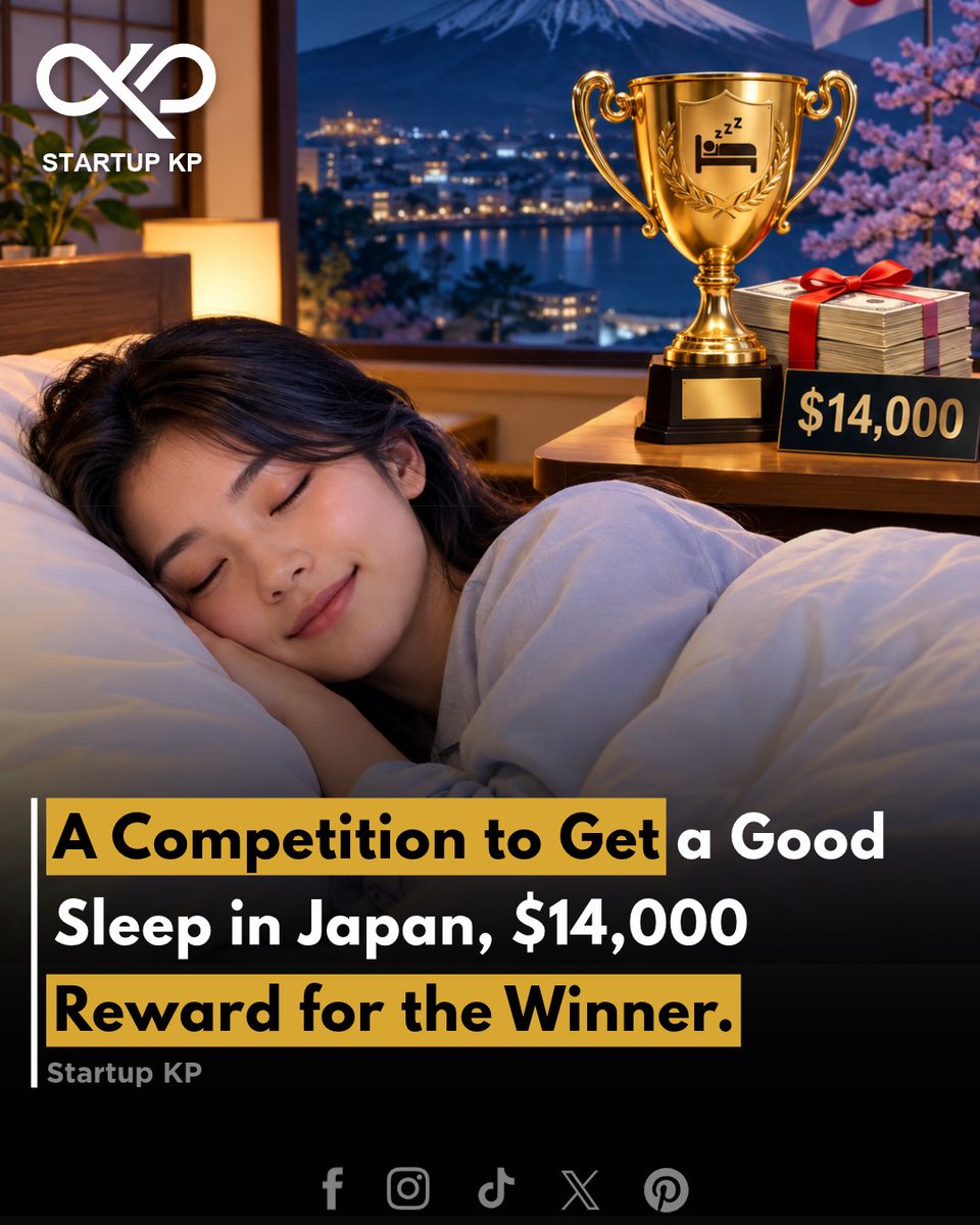 theStartupkp's tweet photo. Japan is turning sleep into a competition, offering a unique opportunity for people who love getting a good night’s rest.

#thestartupkp #startupskp #japan #SleepCompetition #14000Prize #sleepchallenge #wellness #viralnews #trendingnews #JapanNews #UniqueCompetition #CASHPRIZE https://t.co/ImWsFn3Kja