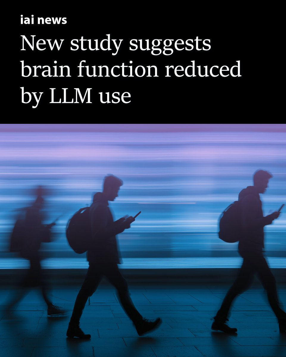 IAI_TV's tweet photo. An MIT study found that using AI leaves us more ignorant, yet more certain of our own arguments, reducing our capacity to think even as it leaves us more convinced we are well informed. https://t.co/drayQvtPBg

Here, researcher and author Minh-Hoang Nguyen argues this is a new kind of brain rot: a literal degradation of our ability to think, and a new form of intellectual cowardice.