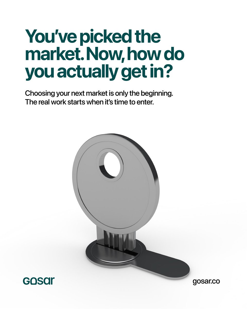 gosar_co's tweet photo. You’ve picked the market. You’re ready to go. Then the questions start.

What do we need to put in place? What applies to us? Who do we need to deal with?

That’s where GOSAR comes in helping you make sense of what it takes to enter and get operational in a new market.

Because having the plan is one thing. Being ready to execute it is another.