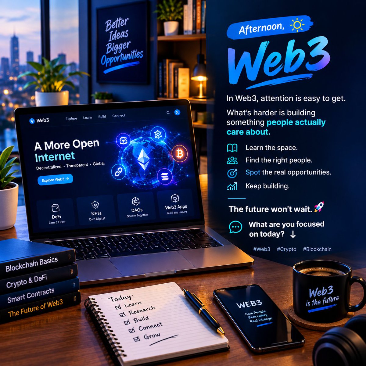 Hydrweb3's tweet photo. Afternoon, Web3 🌐

In Web3, attention is easy to get.

What’s harder is building something people actually care about.

The future won’t wait. 🚀

What are you focused on today? 👇

#Web3 #Crypto #Blockchain https://t.co/DvfHcgr3X3