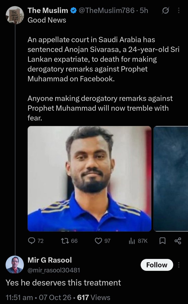 FromTamilagam's tweet photo. Never Forget!!!
This bastard is a "Human Rights Activist"
Living in... 🇮🇳 INDIA
Justifying death penality for "Blasphamy" https://t.co/bJXFJ9qtWP
