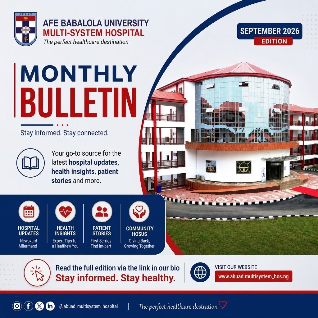 ABUADMSH's tweet photo. that continue to shape our commitment to delivering quality, patient-centred healthcare.

Take a moment to see what happened at AMSH this September.

📖 Read our September Bulletin and discover more 

🔗 https://t.co/1vXo2zXCTE

Stay informed. Stay connected. https://t.co/Mb8KObTcEN