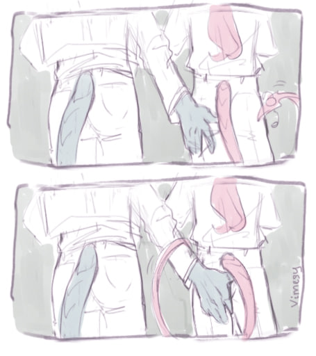 Vimesy's tweet photo. Just a fast doodle with casual Kyron and Direidus 

#dndOC #tiefling https://t.co/a6qnhIGy6k