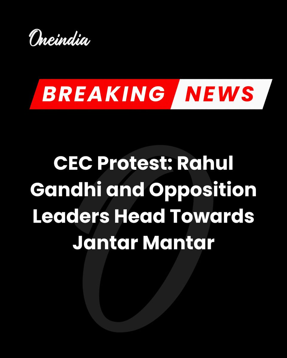Oneindia's tweet photo. Rahul Gandhi and other Opposition leaders head towards Jantar Mantar as the protest against the Chief Election Commissioner continues, raising concerns over the Election Commission and the electoral process.

#RahulGandhi #CECProtest #JantarMantar #PoliticsToday #OI https://t.co/SQIxrjSz6T