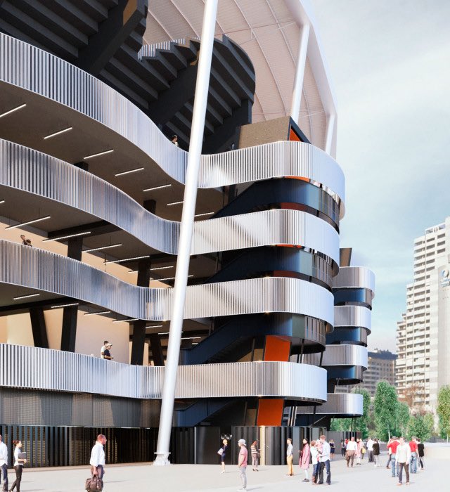 PabloForts119's tweet photo. +ℹ️🏟️🦇El exterior que tendremos en la fase 1 muy probablemente se vea modificado en siguientes fases.

🟠Seguramente mediante lonas como ya se hizo en el actual Mestalla.

💡También se plantea añadir luces. https://t.co/WZEkx2jope