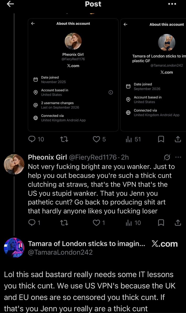 ValeraRaven3's tweet photo. @FieryRed1176 @TamaraLondon242 

Bwahahahaha!!
Too bad the guy pretending to be Valera and Tamara and Vesper doesn’t understand how X gathers your account info. Your @Hydravalera account uses a VPN but appears mate that you could only afford 1 VPN🤣. Your other 2 don’t, wanke🤣🤣 https://t.co/Fx0yjRHOUL