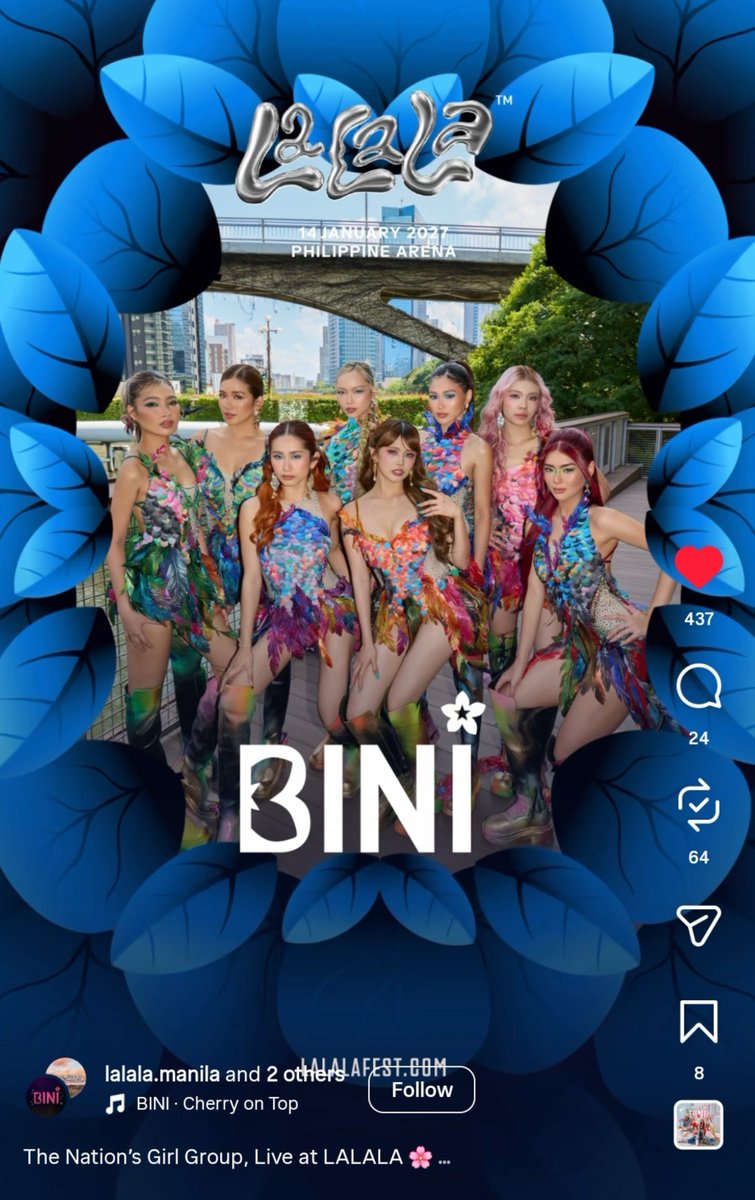roblesdreamer's tweet photo. BINI, booked and blessed indeed! Now they're confirmed to be joining the line-up of La La La Fest in Manila on Feb 2027. Mapapa-lalala ka nalang talaga sa mga ganap. God bless, BINI! 🌸🙏 https://t.co/y9bdHXNNGN