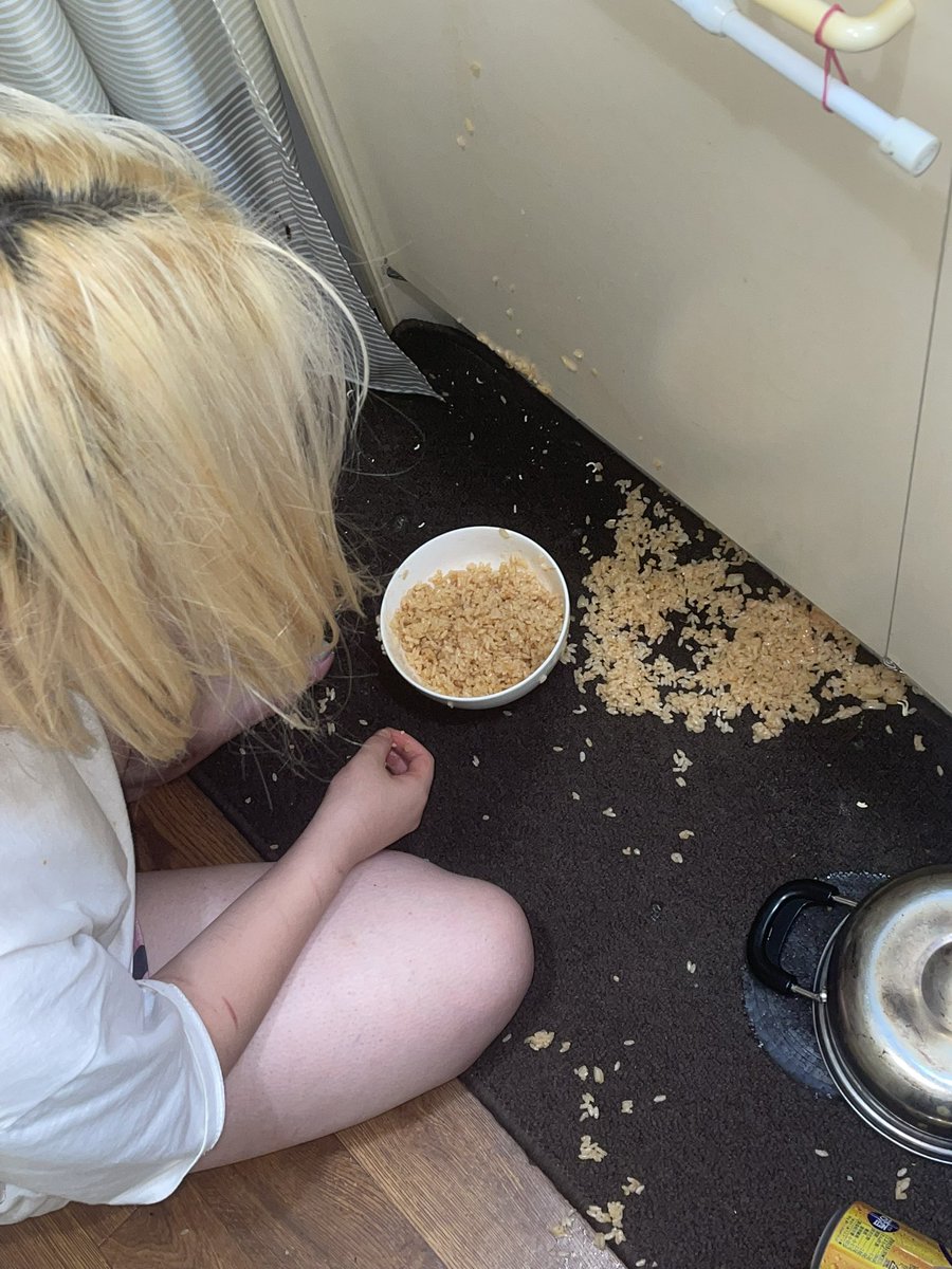 soreha_eguite's tweet photo. この夏は
鬱病の妹がチャーハン撒き散らかして
号泣してたときが一番楽しかったですね https://t.co/Vbl9fDi8t1