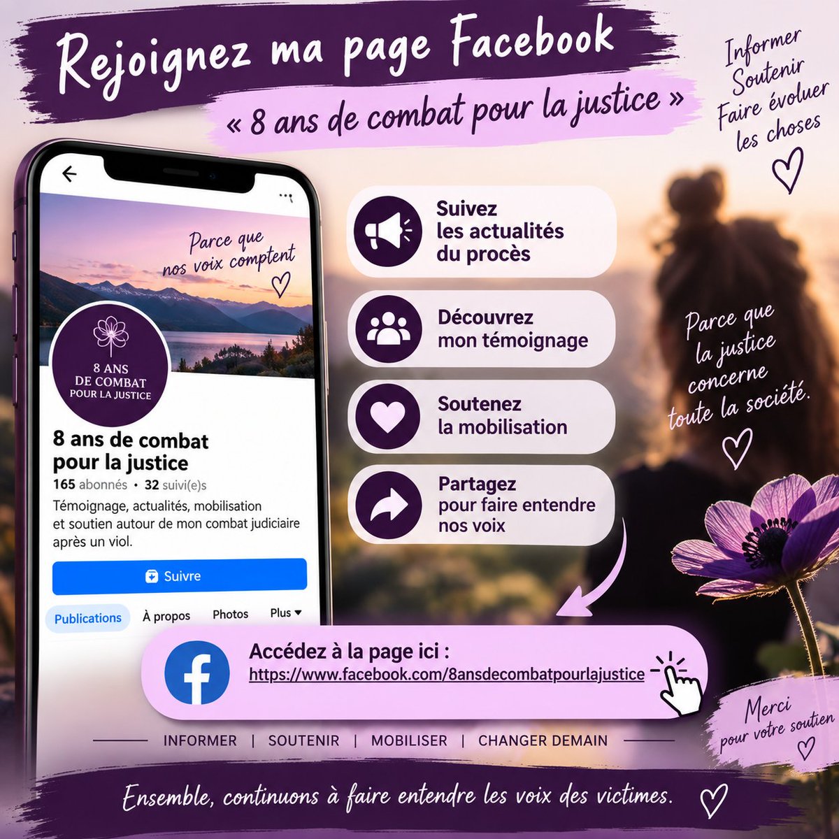 RecitCharlotte's tweet photo. Mon histoire, mon parcours et les actualités de mon combat judiciaire sont à retrouver sur ma page Facebook, suivre la mobilisation et partager mon appel pour trouver une autrice/co-autrice. https://t.co/FiEmk733rG
 
 #Justice #ViolencesSexuelles #DroitsDesVictimes https://t.co/DhFcKA3UvV