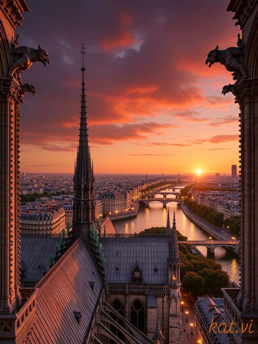 NatureRoot88's tweet photo. Sunset in Paris, France 🇫🇷 https://t.co/85GNEc5yUF