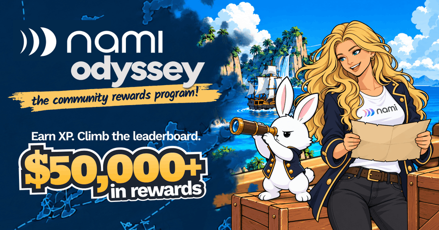 Michael54803248's tweet photo. Nami Odyssey is an easy and free way to earn XP so you can have a position when @namidefi launches on Robinhood Chain, Coinbase, and Ethereum.  Wave One is currently running and $50,000 in rewards will be given out. https://t.co/USxSdmrpCJ