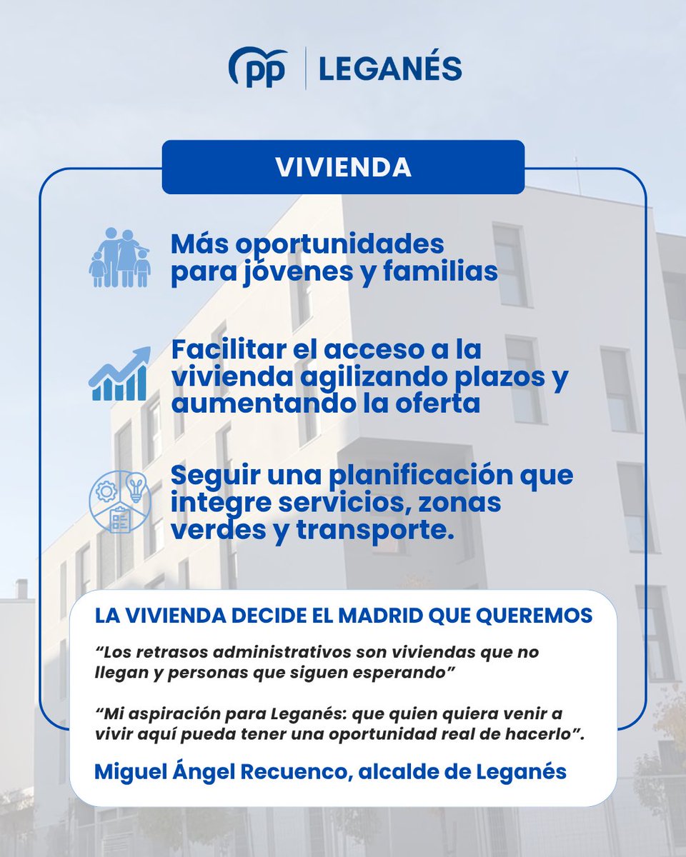 ppleganes's tweet photo. 🏠 En #Leganés tenemos un PLAN DE VIVIENDA

🏡 108 viviendas de EMSULE en Puerta de Fuenlabrada entregadas 
🔑 562 viviendas municipales a punto de estregarse 
🏗️ Casi 4.000 viviendas en Puerta de Madrid (60 % protegida)
💶 2 M€ para familias vulnerables

#LeganésEnMarcha https://t.co/iwNQXluaFj