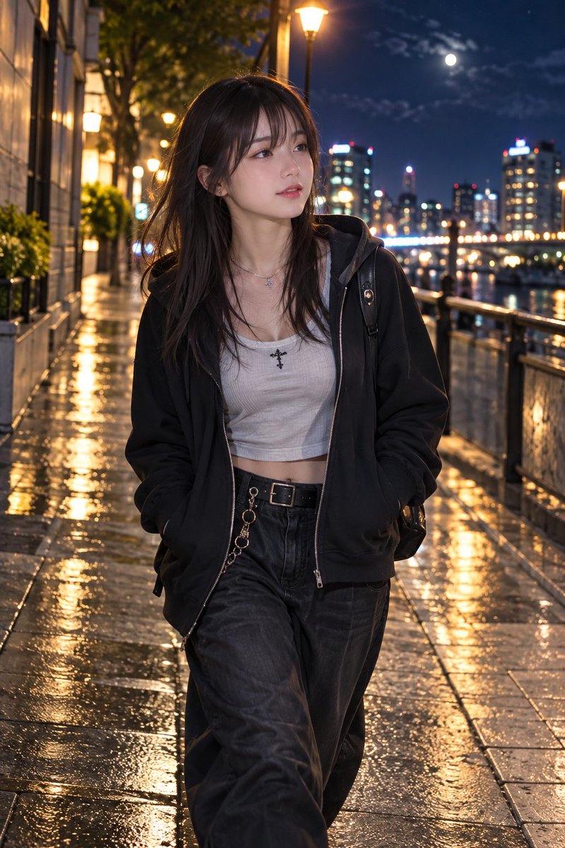 rain_fushiki's tweet photo. 「夜風が気持ちいい。今日はのんびり歩いて帰ろっか。
#AIart #AIgirl #AI美女 https://t.co/2sPXIl5Pbf