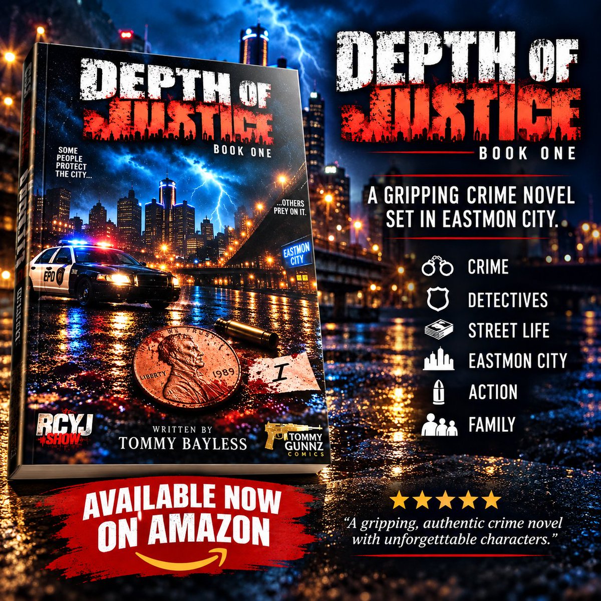 AuthorTommyB's tweet photo. 🌧️ WELCOME TO EASTMON CITY.
Cops. Criminals. Families. Street life. Everybody has a story—and nobody starts out as the hero or villain they're destined to become.
📚 Depth of Justice: Book One
🔥 Available now on Amazon
#DepthOfJustice #CrimeFiction #IndieAuthor #EastmonCity https://t.co/cb6FaVtHVm