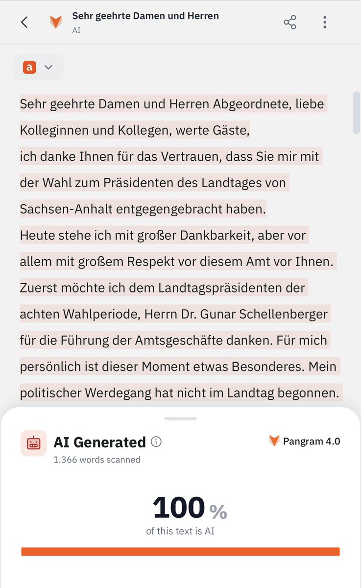 walteraus069's tweet photo. Tobias Rausch hielt nach seiner Wahl zum Landtagspräsidenten eine zu 100 % KI-generierte Rede. 

An seinem Lesefluss konnte man erkennen, dass er diese im Vorhinein nicht einmal selbst gelesen hatte. Diese Partei hat wirklich keinerlei Respekt vor Amt und Mandat. https://t.co/cJcA4uh31z