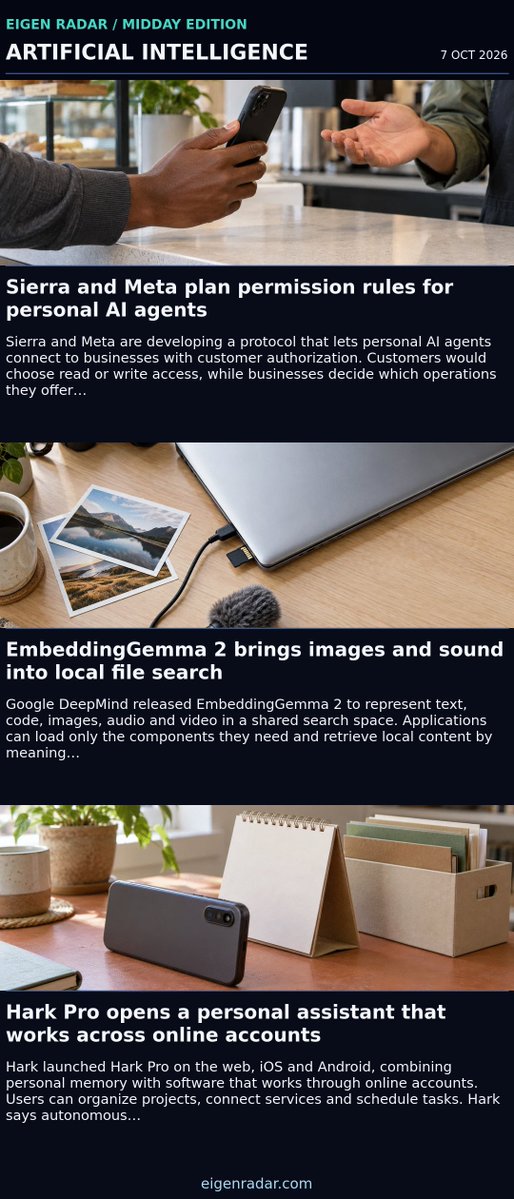 eigenradar's tweet photo. Eigen Radar Midday — Oct 7, 2026

• Libya’s eastern parliament ends Aguila Saleh’s 12 years as speaker
• India’s central bank raises rates to 5.50 per cent
• Sierra and Meta plan permission rules for personal AI agents
• Seaham homes begin receiving heat from abandoned coal mines
