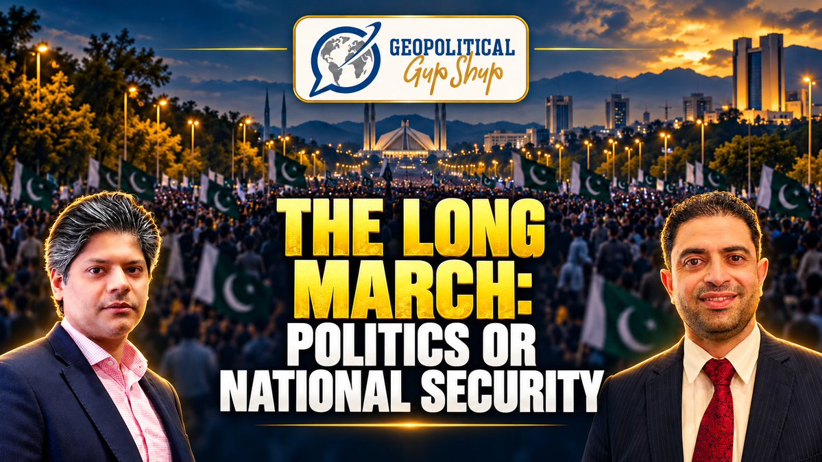 NDF_Pak's tweet photo. The Long March: Politics or National Security?

In this episode of Geopolitical GupShup, we look beyond party politics to examine the Long March through the lens of national security and regional dynamics. Where does political mobilisation end and a security concern begin—and what nuance are we missing?

Watch the episode here: [https://t.co/UPe3yy311I]

Watch on our channel, and don’t forget to like, share and subscribe:
[https://t.co/eRHV3kkWGu]

@OtherImranKhan @khansheharyar @jumainasiddiqui  @KaleemImam