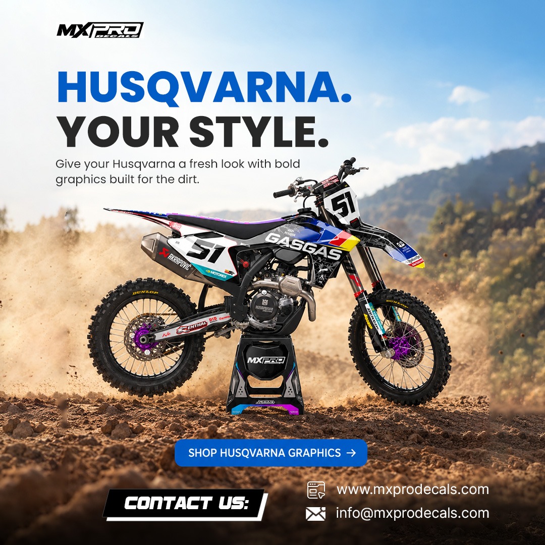 MXPRODECAL's tweet photo. What makes your bike stand out? The graphics that make it yours. 🏁

Give your Husqvarna a bold new look with custom graphics built to match your style and your ride.

👉 Start Customizing: https://t.co/JZFMKyuSUW

#Mxprodecals #husqvarna #husqvarnagraphics #mxgraphics https://t.co/DVOwNfW9T7