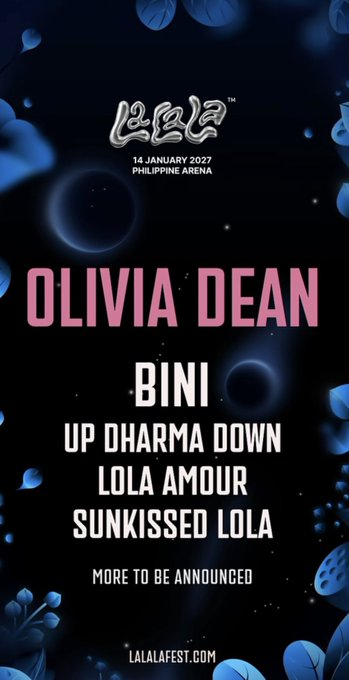 ABSCBNNews's tweet photo. British singer-songwriter Olivia Dean is coming to Manila to headline "LALALA Fest" at the Philippine Arena on January 14, 2027.

Joining her for the event is Nation's Girl Group BINI, among other acts. | via @mjfelipe https://t.co/ZYm8GkOkKY