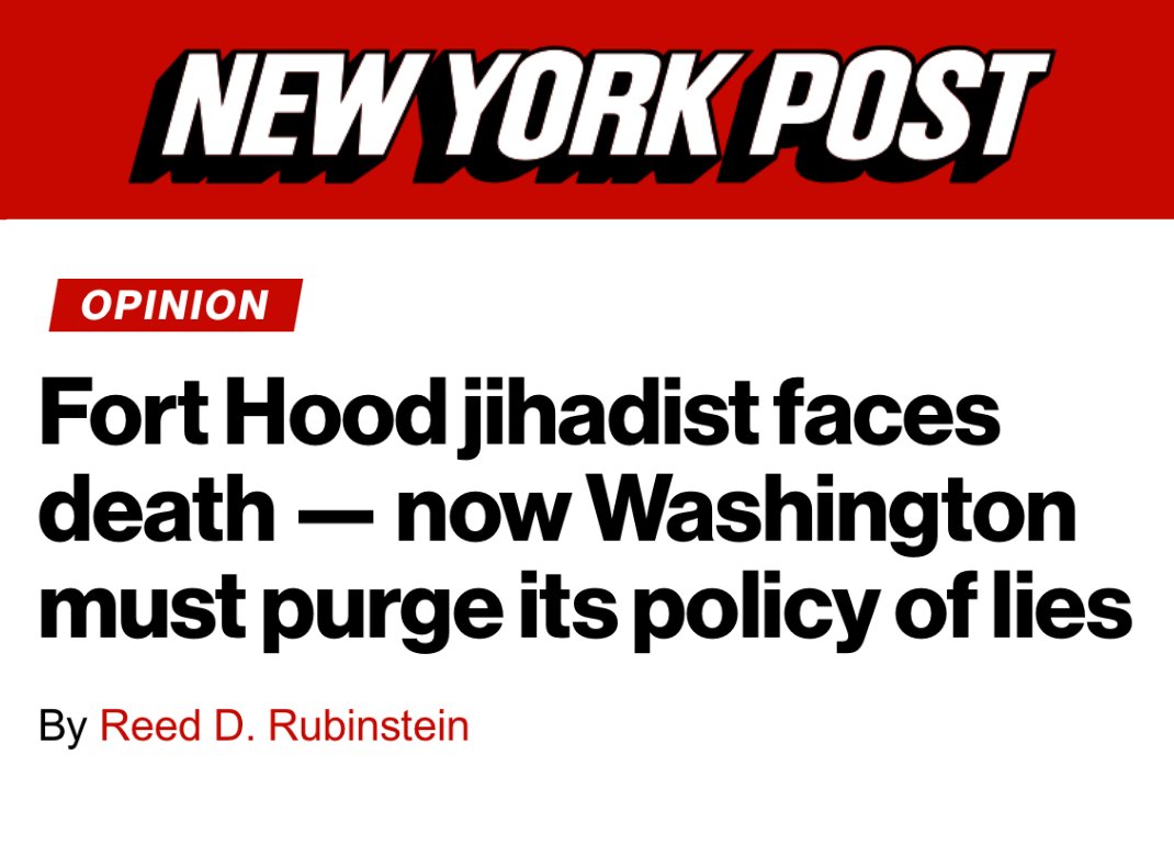 America1stLegal's tweet photo. “Nidal Hasan's hatred for Americans was well-known...

Fort Hood was not an unexpected ‘tragedy.’

It was a preventable act of jihad, made possible by institutions that treated the truth about Islamist violence as more dangerous than the violence itself.”

New op-ed from AFL Senior Vice President Reed Rubinstein