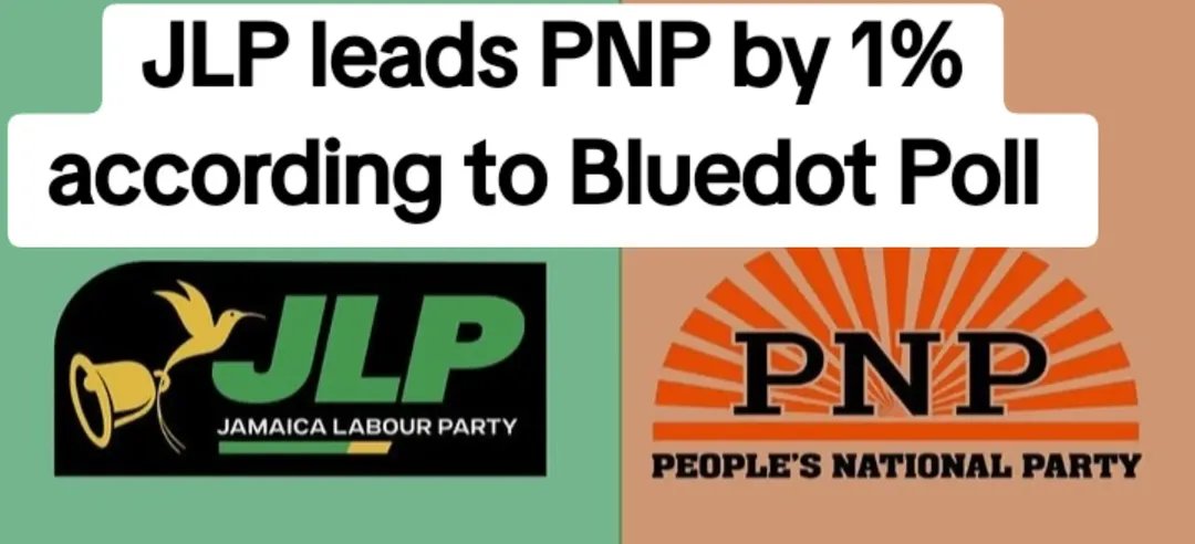 RealTeddylee's tweet photo. Nationwide Bluedot Poll -JLP leading the PNP by 1-percent

JLP  -28%
PNP - 27% 
Undecided/Not Voting - 41% 

Margin Of Error +/-2.5% 

#fyp #foryoupage #jamaica #jlp #pnp https://t.co/DpHJYzGuEo