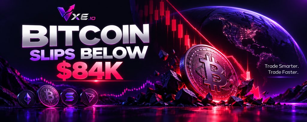swapvxeio's tweet photo. 🚨 BITCOIN SLIPS BELOW $84

Bitcoin dropped from $85,341 to $83,790 in roughly 20 minutes, triggering more than $412M in long liquidations within an hour.

Over 104,000 traders were liquidated in the past 24 hours as market volatility intensified.

Stay informed with VXE.

#VXE #Bitcoin #BTC #CryptoMarket