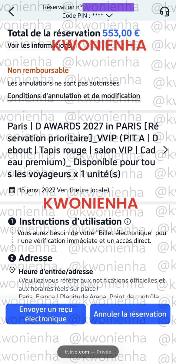 kwonienha's tweet photo. D-AWARDS 2027 in Paris 1 January 15-16🇫🇷
PLENITUDE ARENA

VVIP Pit A - Red Carpet

Selling Extra Ticket Face Value : 553,00€ 

Dm or reply if interested 
Serious Buyer Only !

#DAWARDS #디어워드 #2026_D_AWARDSinParis #JIHYO #DRPIAN #P1Harmony #KISSOFLIFE #AND2BLE https://t.co/WIma01L1ei