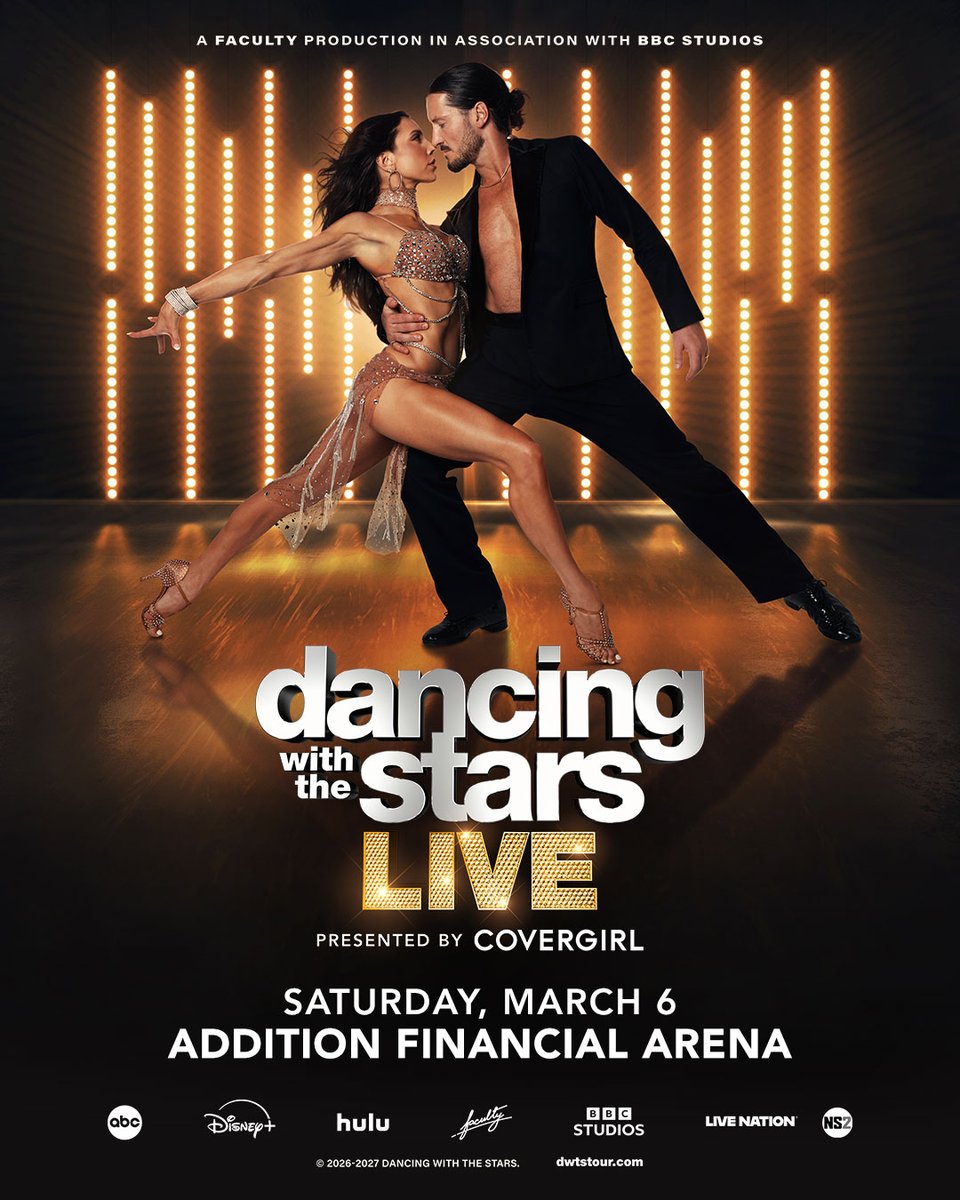 AdditionFiArena's tweet photo. JUST ANNOUNCED: 

Dancing with the Stars Live! returns to Addition Financial Arena on March 6, 2027!

Tickets go on sale October 13 at 10 a.m. local. https://t.co/iUSZj5zYVd