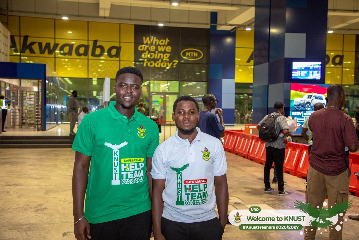 lnugsknust's tweet photo. A warm welcome to our international students! 🌍🇬🇭

Our NUGS-KNUST representative, alongside representatives of other stakeholders of the university , is at the airport to extend a warm Ghanaian welcome as our students arrive.

KNUST is home. Welcome to Ghana! 🇬🇭❤️💚 https://t.co/Yu97iePhRK