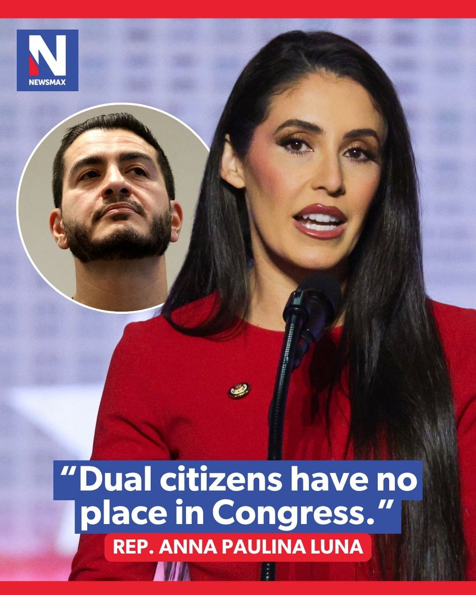 NEWSMAX's tweet photo. LUNA SOUNDS ALARM: Rep. Anna Paulina Luna told NEWSMAX that Michigan Democratic Senate nominee Abdul El-Sayed’s claimed Egyptian dual citizenship and refusal to condemn the Muslim Brotherhood raise serious concerns about his loyalty to America. https://t.co/CTpx6F028E