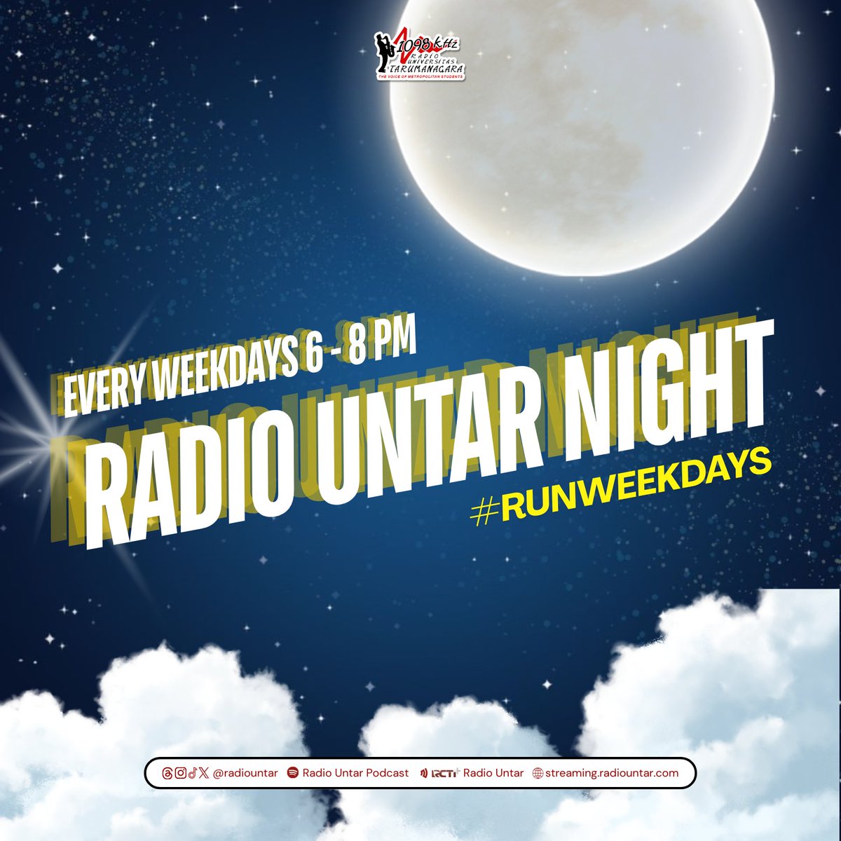 radiountar's tweet photo. YASSSSS Sobat Mudaa! Udh ada gue @aisyahptriiii_ &amp; @kaleyvsra yg bakal nemenin elo di sesi 2 dari jam 19.00-20.00 di segmen #RUNWEEKDAYS. Buat elo yang pensaran di sesi dua ini bakal bahas apa, stay tune only on https://t.co/L491QXYZmj, Noice App, and RCTI+ https://t.co/N64UX6CS8F