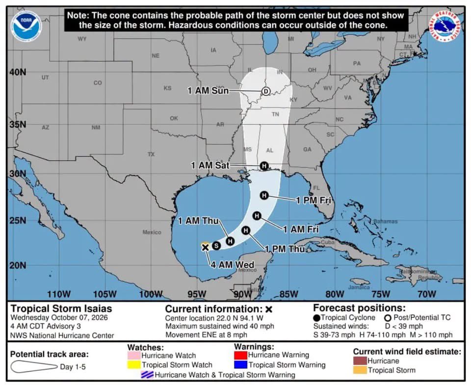 MaraLezama's tweet photo. ⚠️Informativo:
🌀 Mantenemos vigilancia permanente a la evolución y trayectoria de la tormenta tropical Isaias.  

📍 El centro de la tormenta tropical Isaias se localiza a 380 km al este de Cabo Rojo, Veracruz, y a 430 km al oeste de Progreso, Yucatán. 

💨Presenta vientos máximos sostenidos de 65 km/h, rachas de 85 km/h y desplazamiento hacia el este-noreste a 13 km/h. 

⛈️ Su circulación originará lluvias fuertes a puntuales intensas en zonas del oriente y sureste del país, incluida la península de Yucatán y Quintana Roo. 

📲 Les invitamos a tomar precauciones y mantenerse informados únicamente a través de los medios oficiales de la @conagua_clima y @ProtCivil_QRoo. 

Recuerden siempre aplicar #LaTripleA: 🔔 Atent@s, 🚨 Alerta y 🏠 A salvo.