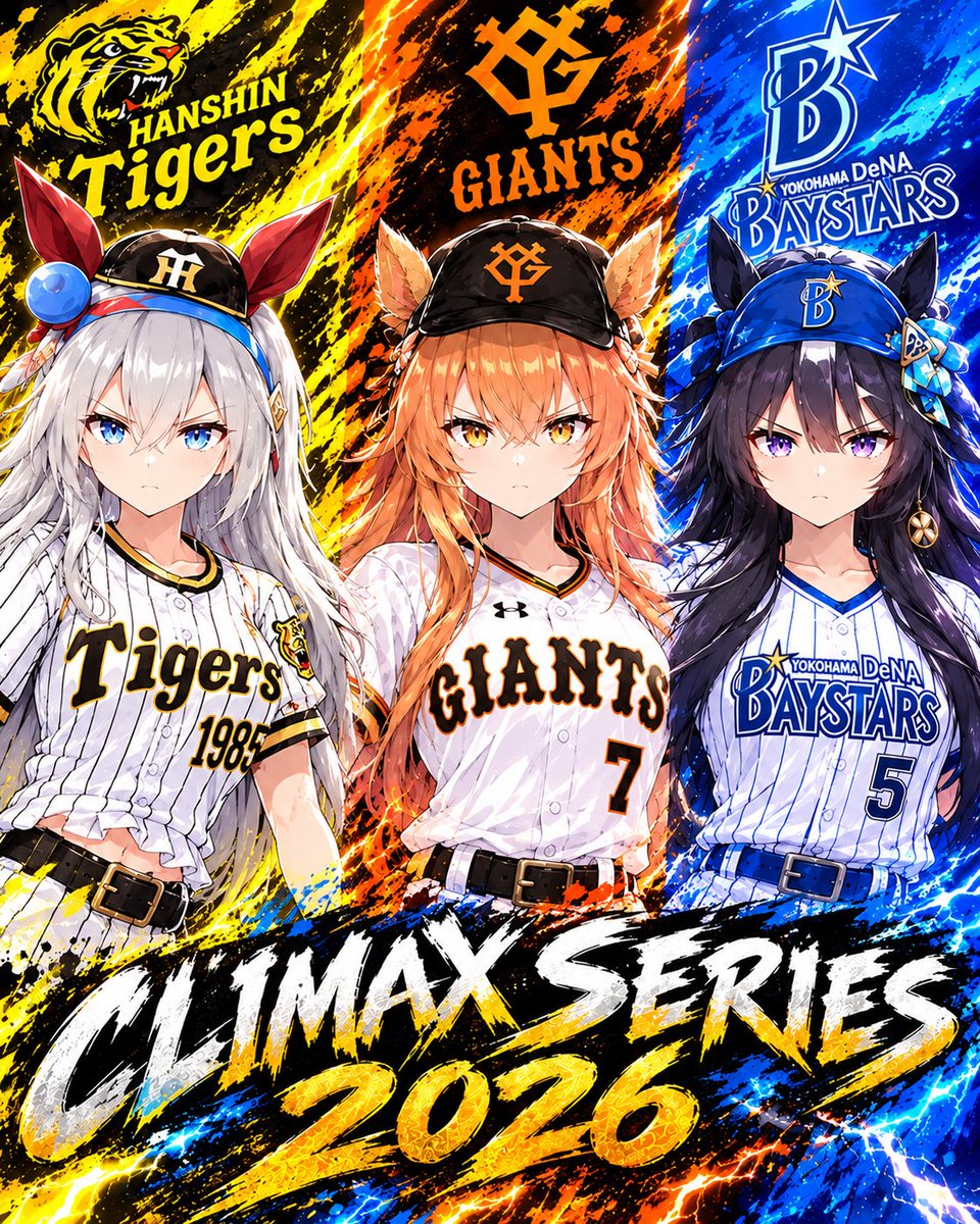 tamaxxnaka's tweet photo. ＃ウマ娘　＃クライマックスシリーズ　＃阪神タイガース　＃読売ジャイアンツ　＃横浜DNAベイスターズ
頂は渡さない https://t.co/rpwxjA93O4