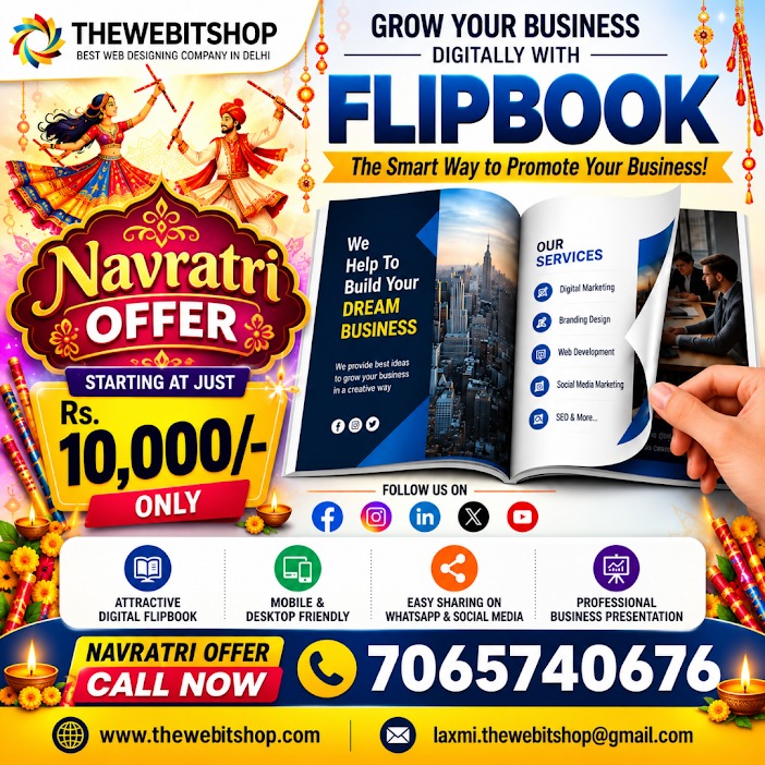TheWebITShop's tweet photo. 📢 Navratri Special Offer – Grow Your Business Digitally!
🔥 Navratri Offer – Starting at Just ₹10,000/-
📞 Call Now: 7065740676
🌐 Website: https://t.co/3aszJN18vr
📧 Email: laxmi.thewebitshop@gmail.com
#NavratriOffer #NavratriSpecial #DigitalMarketing #DigitalBusiness https://t.co/mCIfzvVhEw