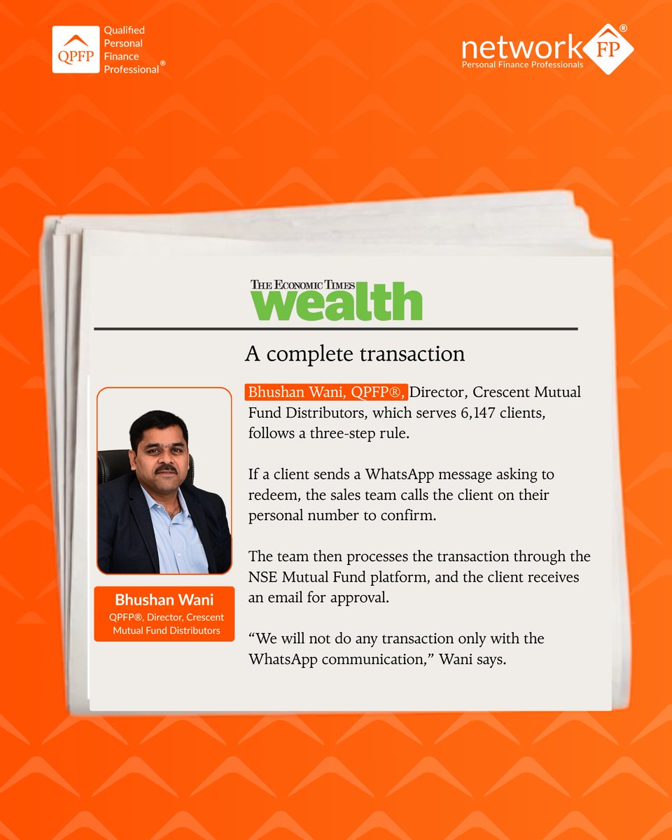 networkfp's tweet photo. QPFP®s in ET Wealth! 👏

Pawan Agarwal &amp; Bhushan Wani on fighting digital fraud with strong verification &amp; client safeguards.

Read: https://t.co/g42Wq5W8oR

#NetworkFP #QPFP #ClientProtection https://t.co/a3yqCnhNUm